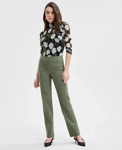 Women's Tummy-Control Pull-On Straight-Leg Pants, Created for Macy's